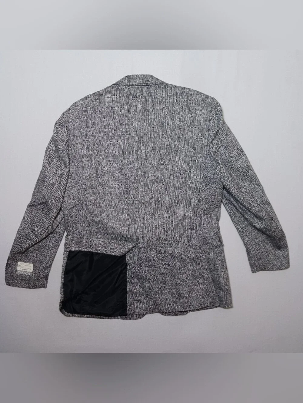 Vintage Jordache Penn Mens Linen Blend Blazer 46R Salt Pepper Tweed Deadstock